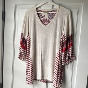 Democracy Cream and Red Paisley Patterned Blouse medium